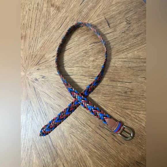 Orvis Multi Colour Braided Leather Belt, Antique Brass Buckle - Size M - Picture 7 of 10